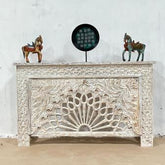 Indian Handmade Carved Solid Hard Wood Oriental Style Console Hall Table